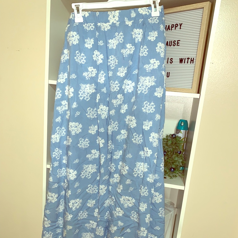 Blue floral maxi skirt.
